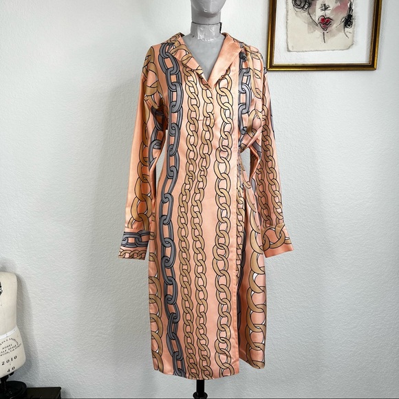 MARNI Chain Print Silk Dress Pleated - Picture 2 of 14